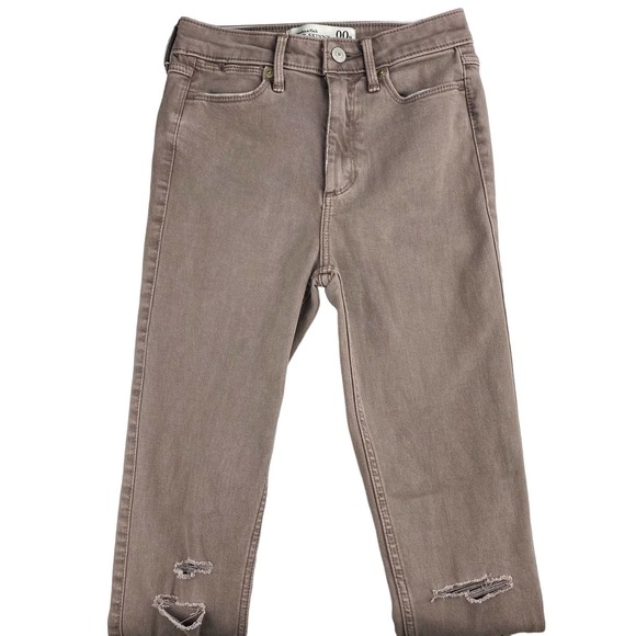Abercrombie & Fitch Super Skinny High Rise Jeans Sz 00 Light Brown - Picture 2 of 10